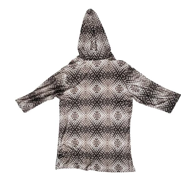 Porto Cruz Swimsuit Cover Up Small Black White Diamond Print Hooded Beach Shirt - Picture 8 of 10